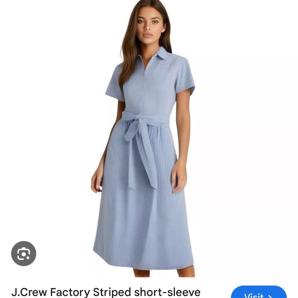 I.Crew Factory Blue Striped Shirt Dress - Picture 3 of 3